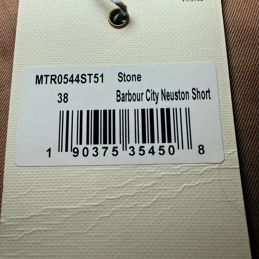 Barbour City Neuston Shorts Mens 38 Stone Tan Cotton Regular Fit NWT 10 Inseam